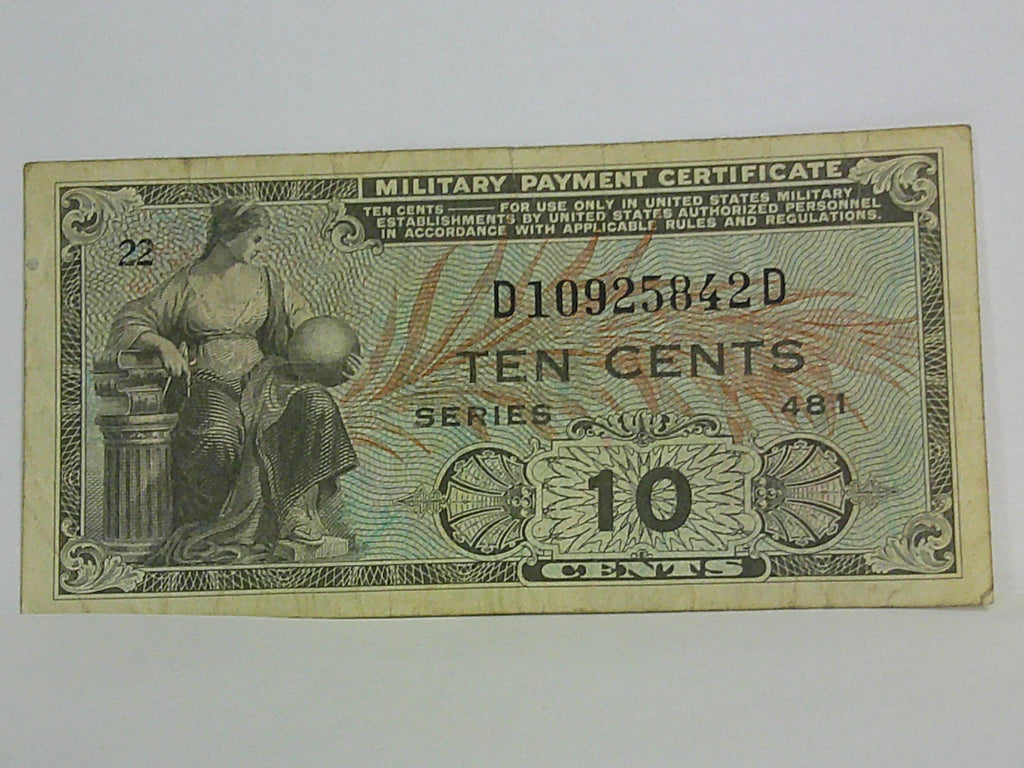 1951 10 cent Military Payment Certificate Series 481