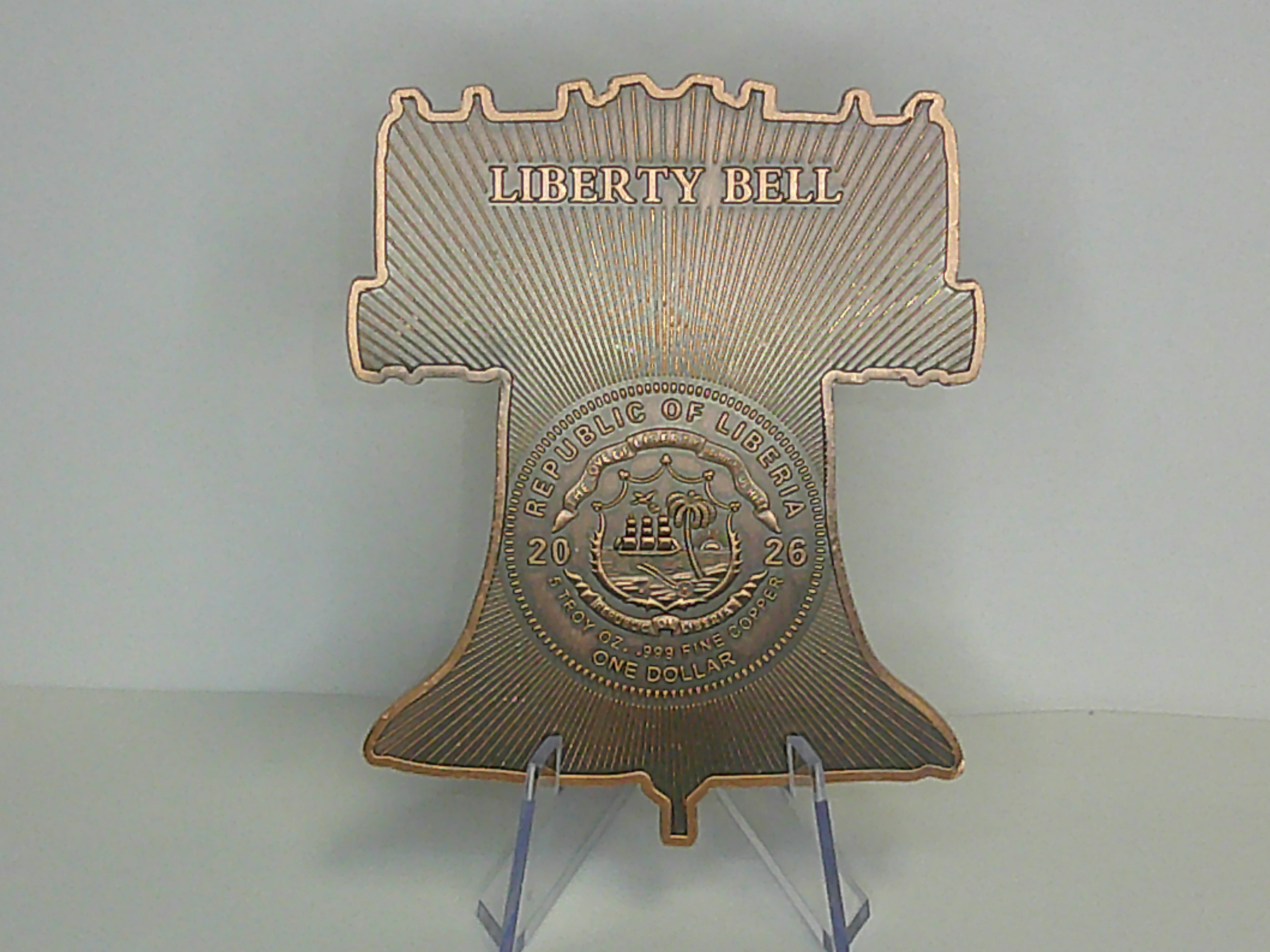 Liberia 5oz Copper Liberty Bell Coin