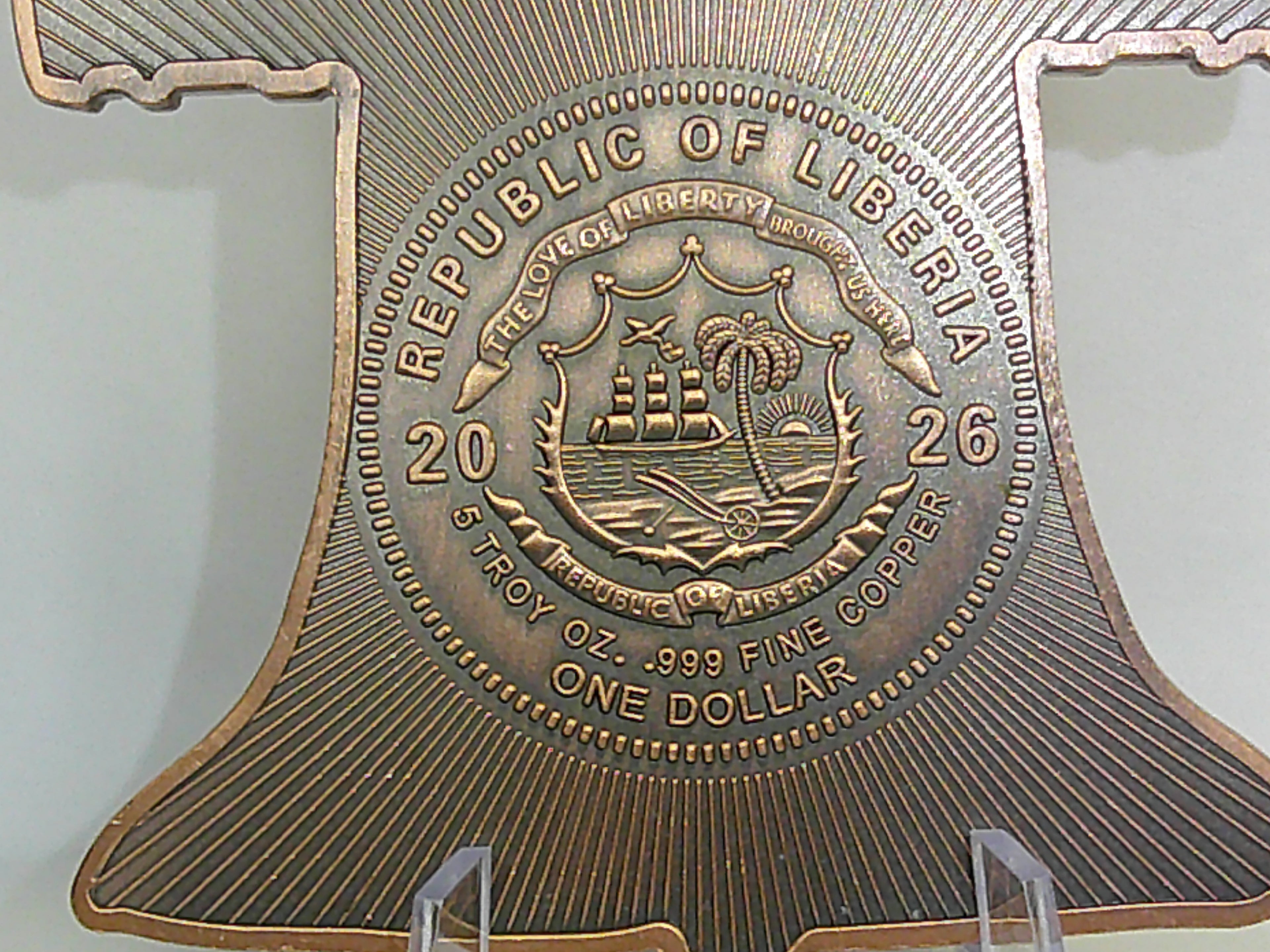Liberia 5oz Copper Liberty Bell Coin