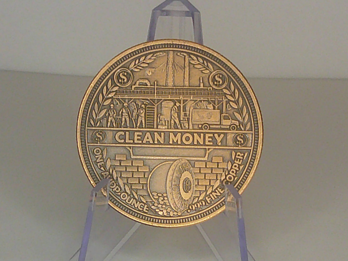 Dirty Hands Clean Money 1oz AVDP Copper Round