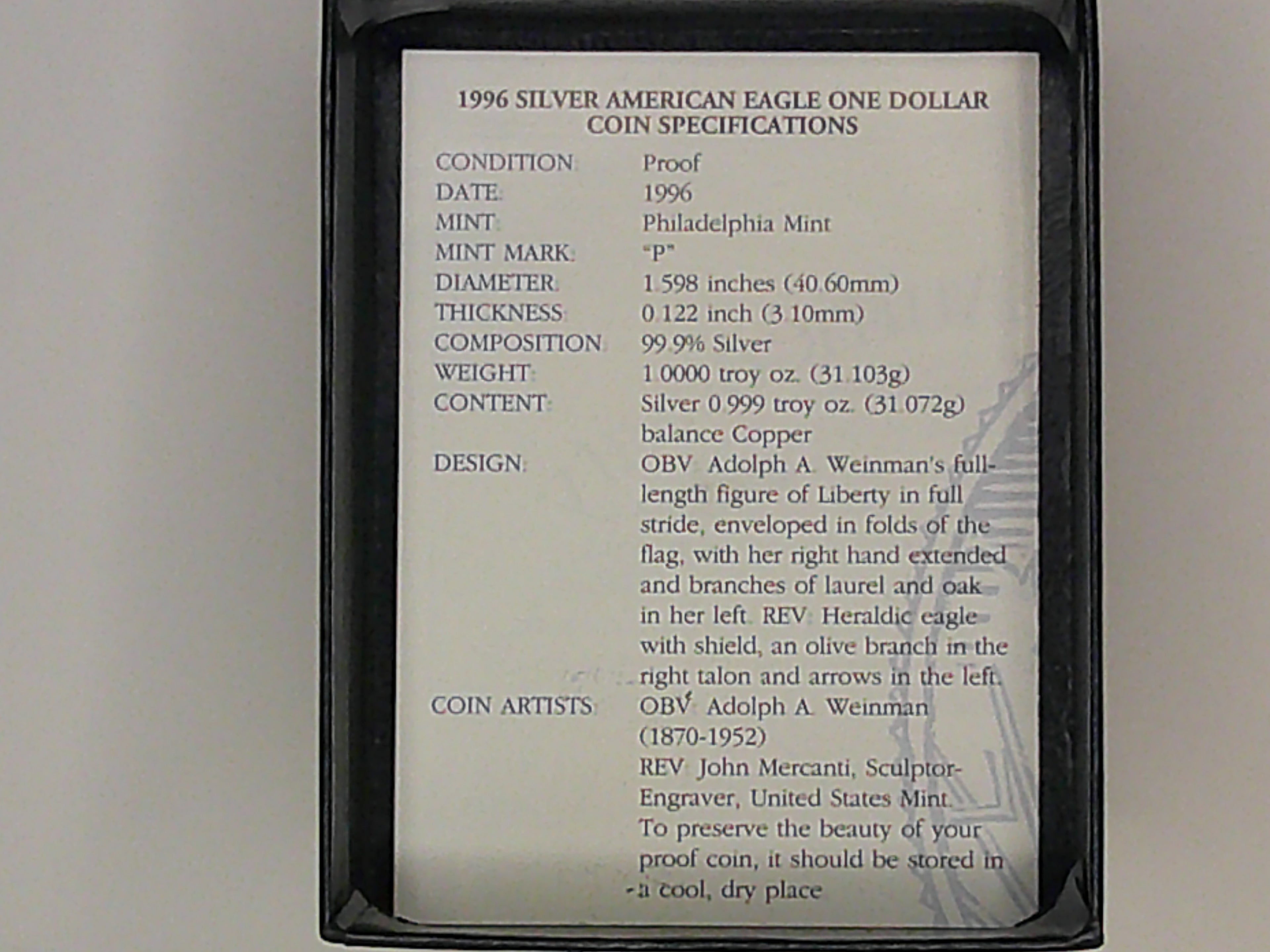 1996 American Silver Eagle Proof