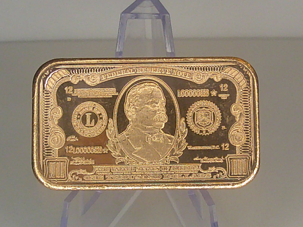 1oz AVDP 999 Copper Bar $1000 G. Cleveland Design
