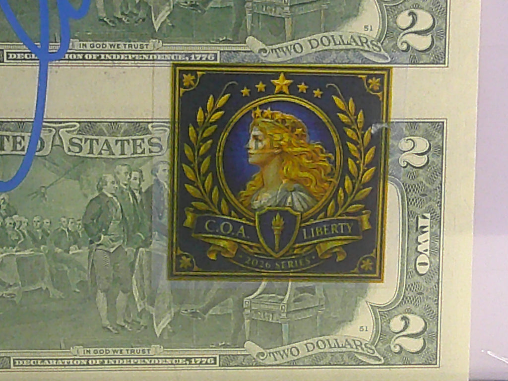 $2 Uncut Sheet Commemorative Indian Chief, Semiquincentennial Note