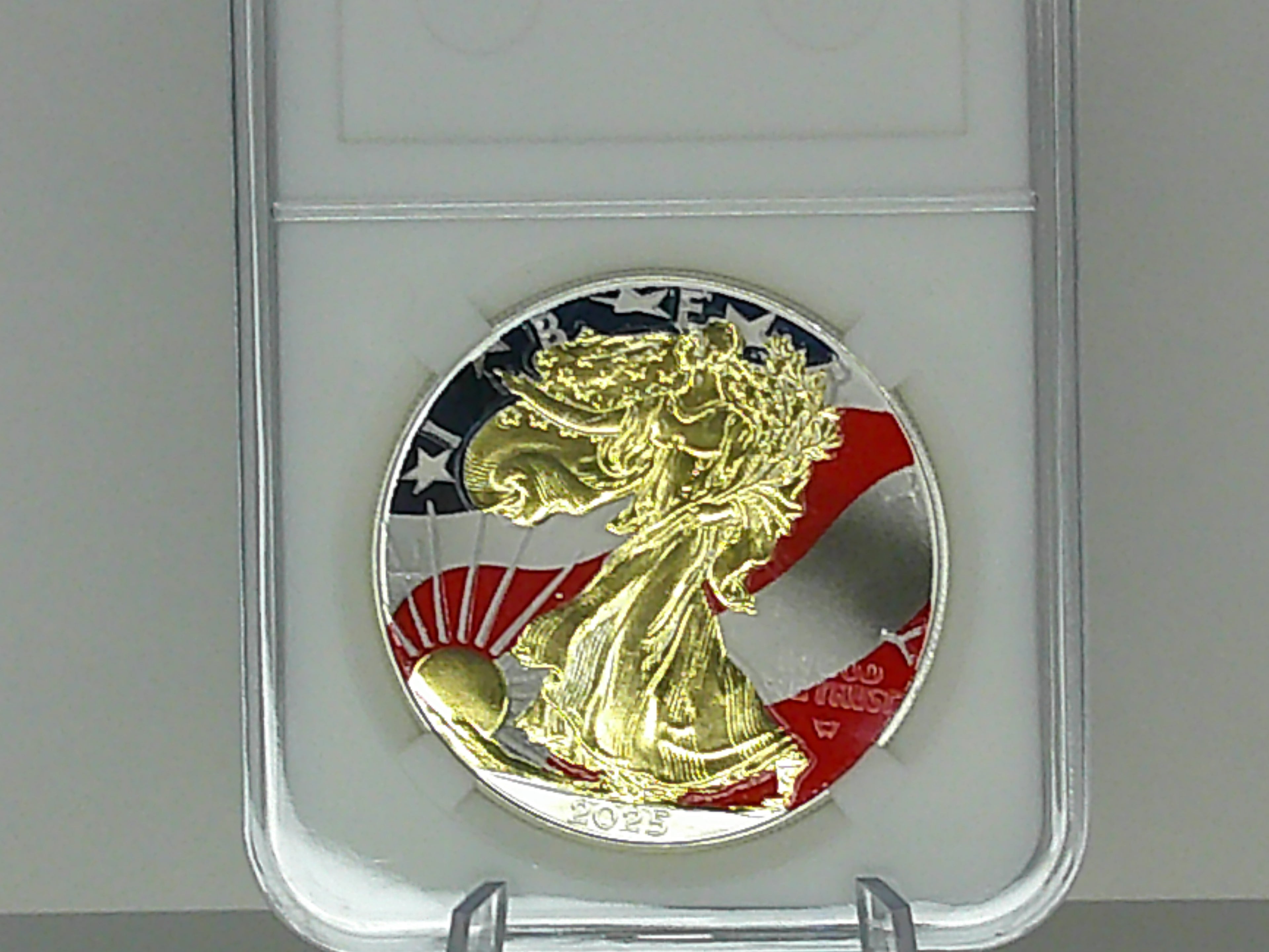 2025 American Silver Eagle Red, White, Blue, and Gold