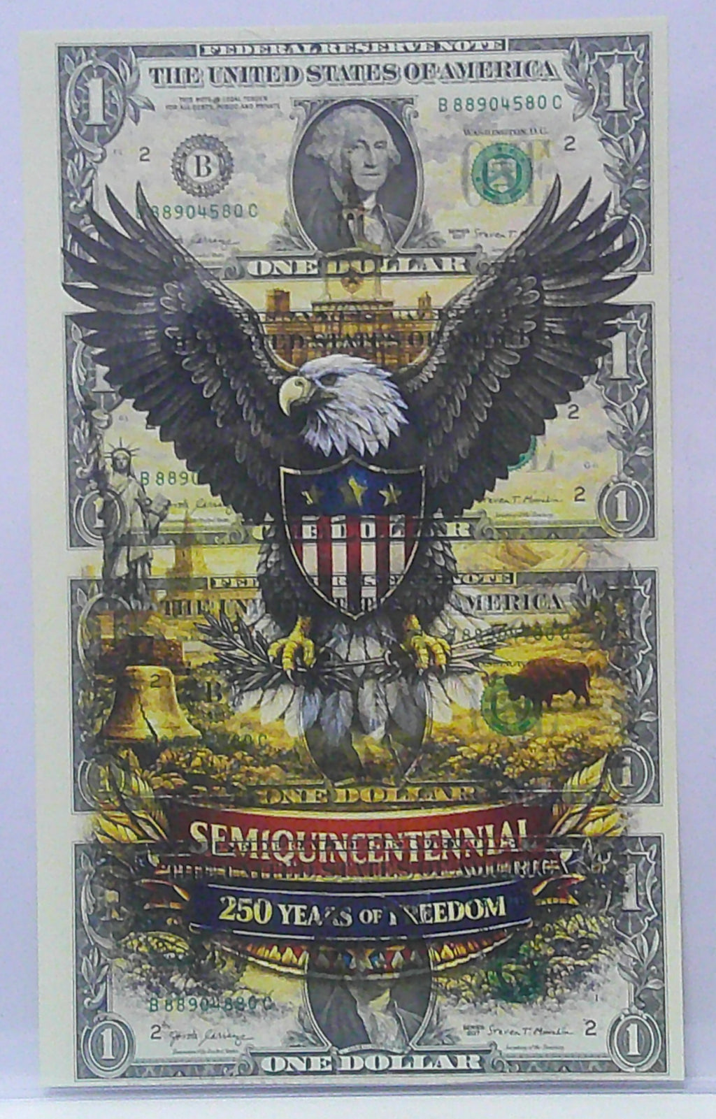 Semiquincentennial $1 Uncut sheet Eagle Print