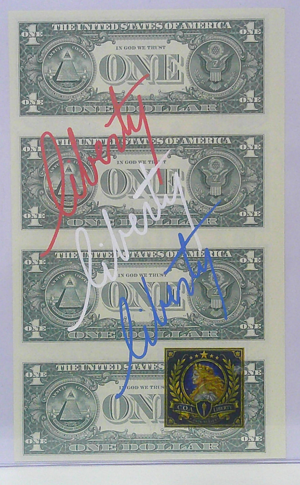 Semiquincentennial $1 Uncut sheet Eagle Print