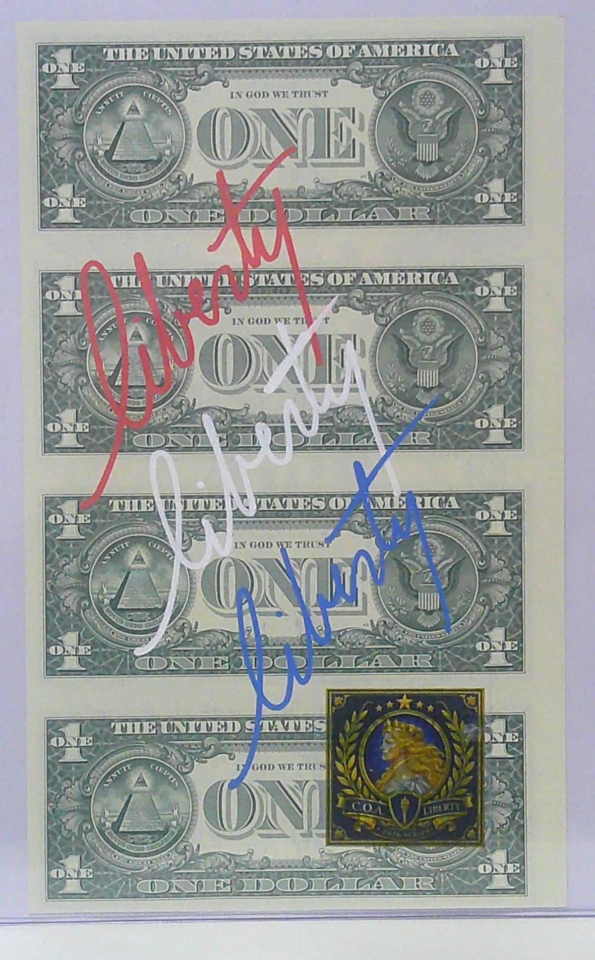 Semiquincentennial $1 Uncut sheet Eagle Print