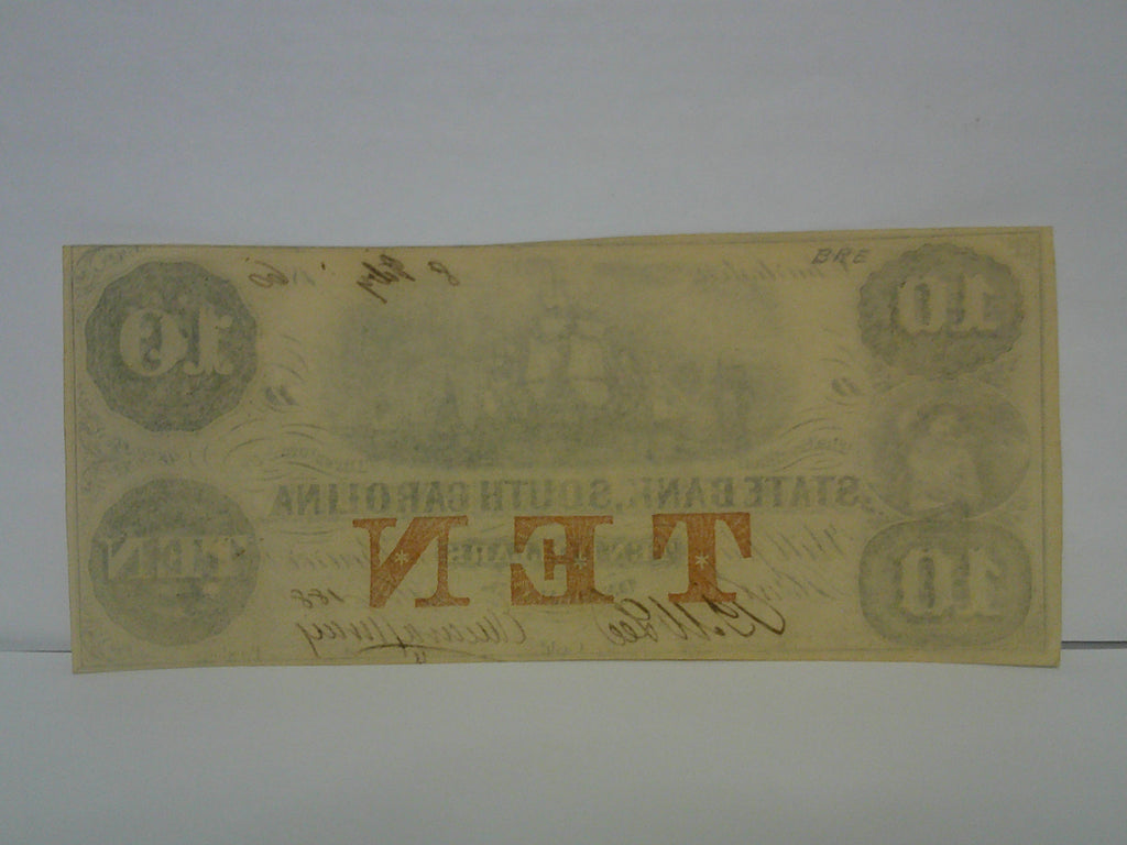 1860 $10 Note State Bank of South Carolina
