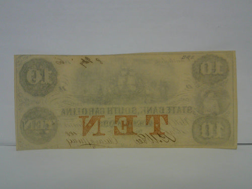 1860 $10 Note State Bank of South Carolina