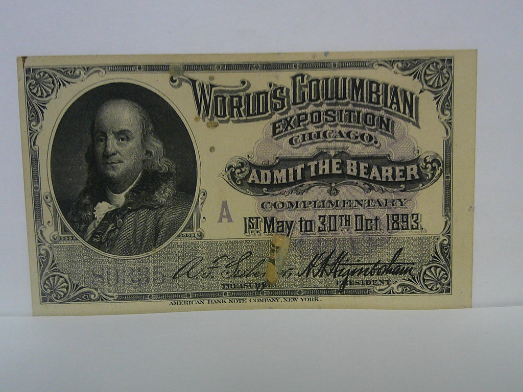 1893 Ben Franklin World's Exposition Ticket