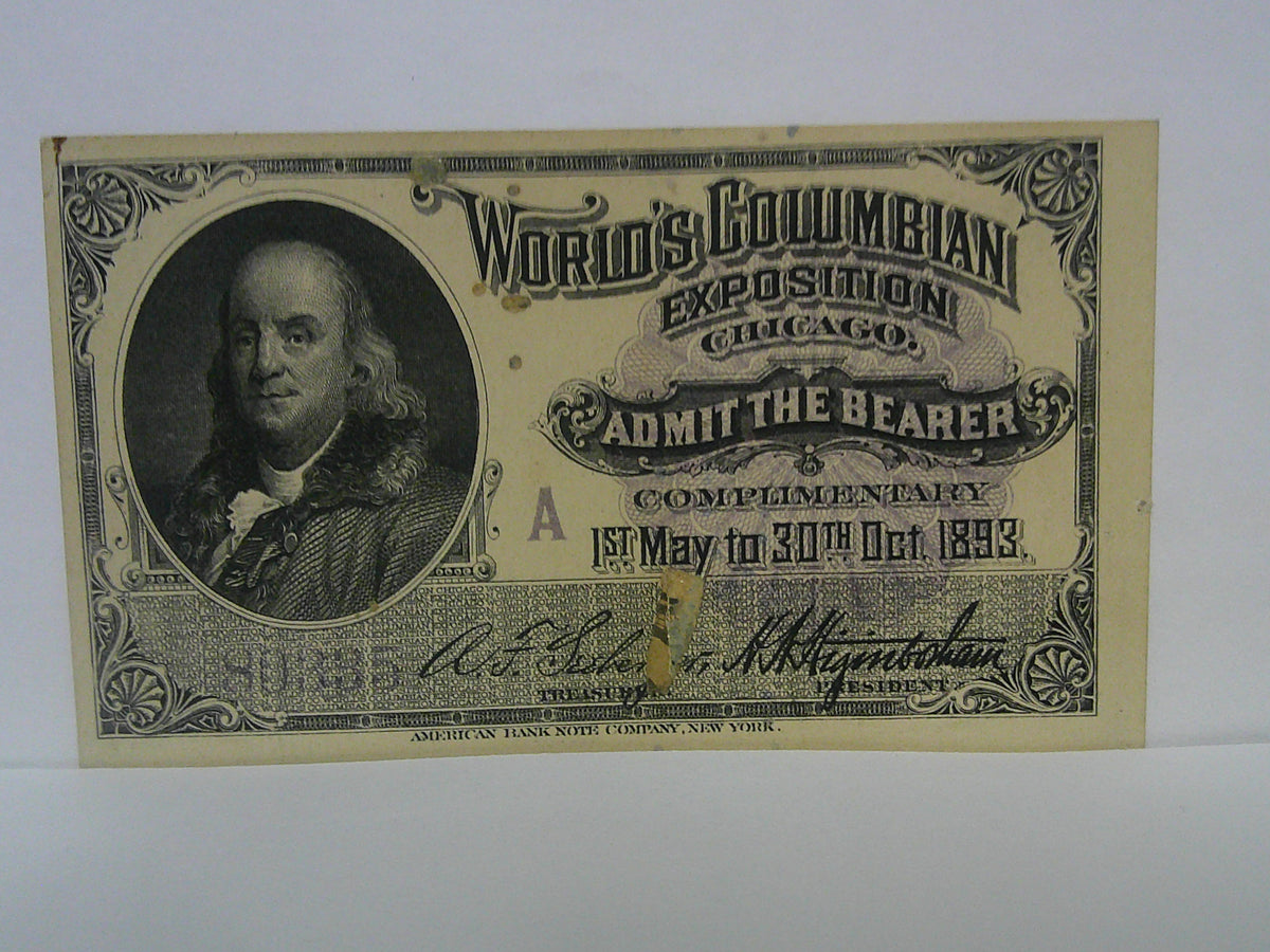 1893 Ben Franklin World's Exposition Ticket