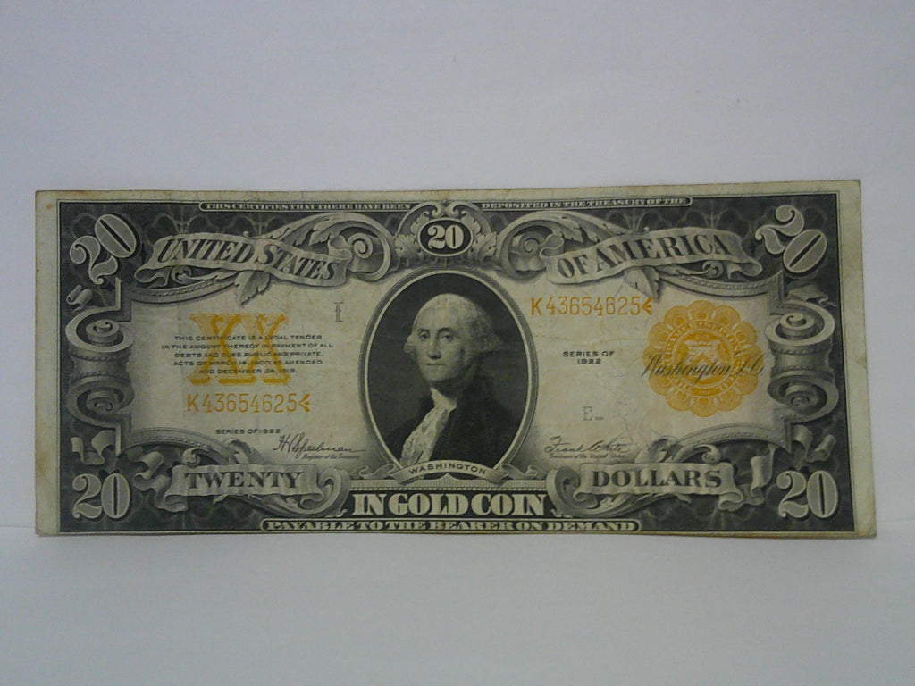 1922 $20 Gold Certificate