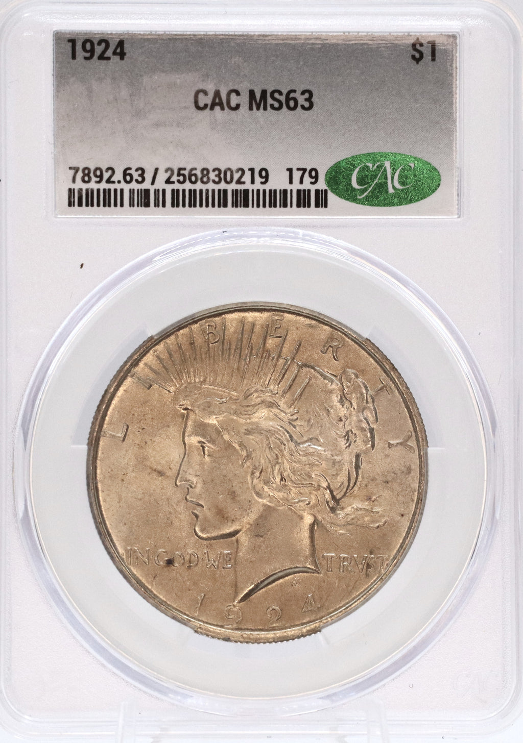 1924 Peace Silver Dollar CAC MS63