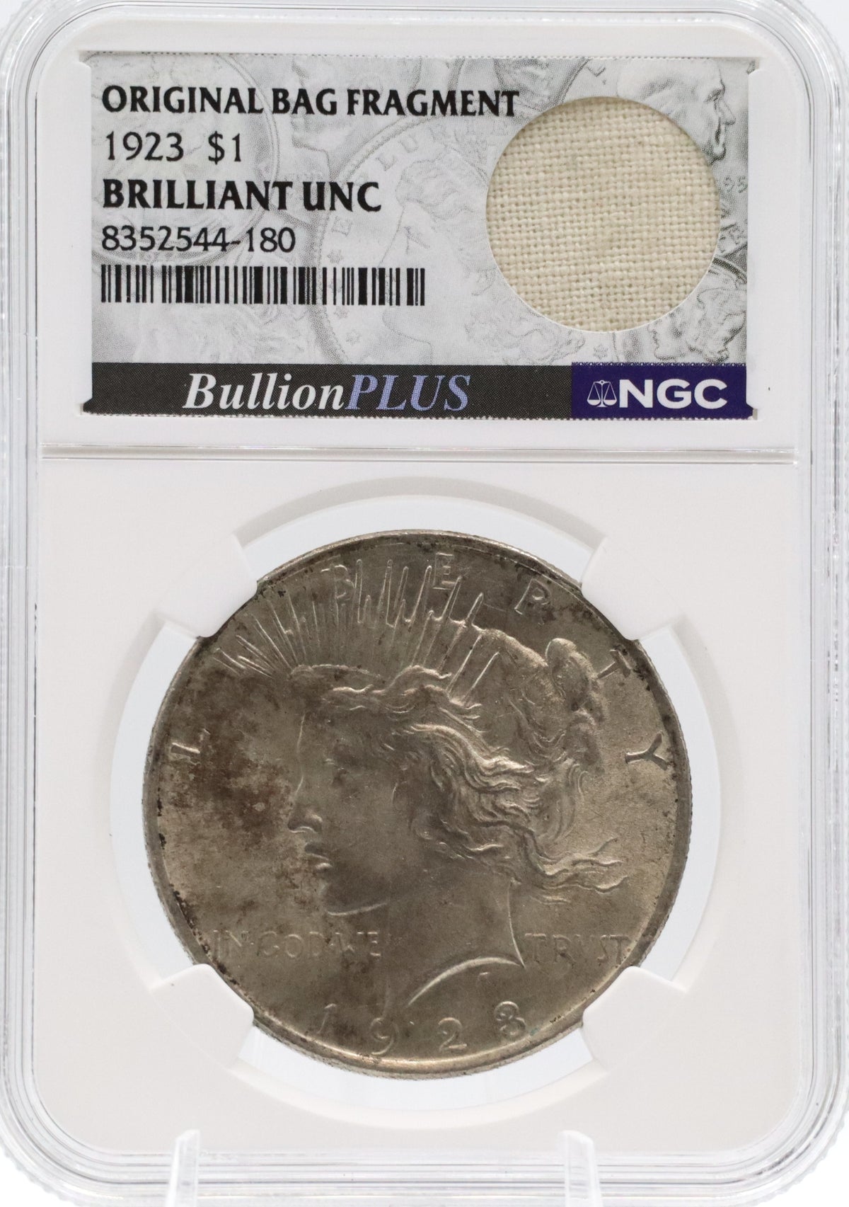 1923 Peace Silver Dollar NGC BU Original Bag Fragment