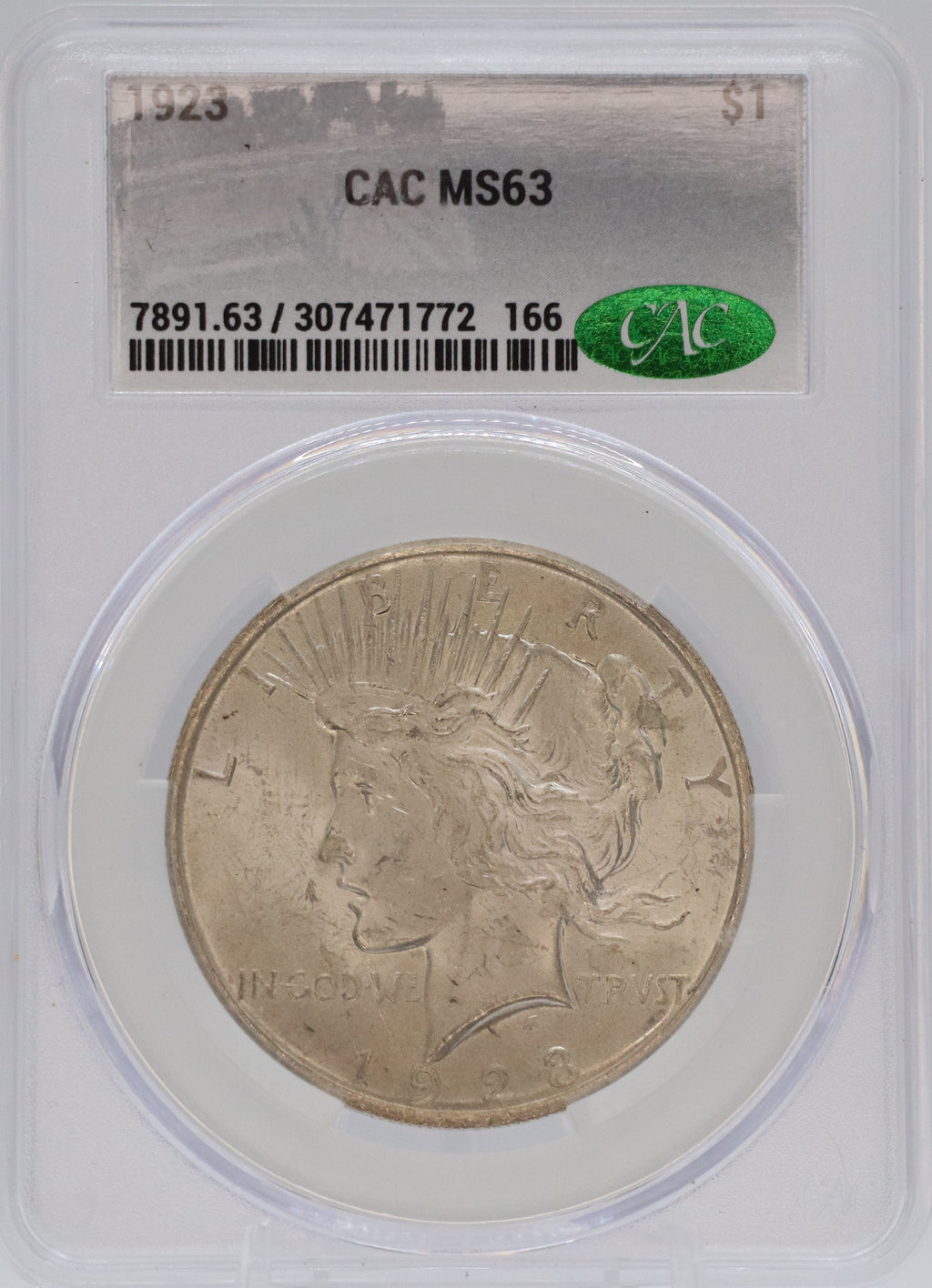 1923 Peace Silver Dollar CAC MS63