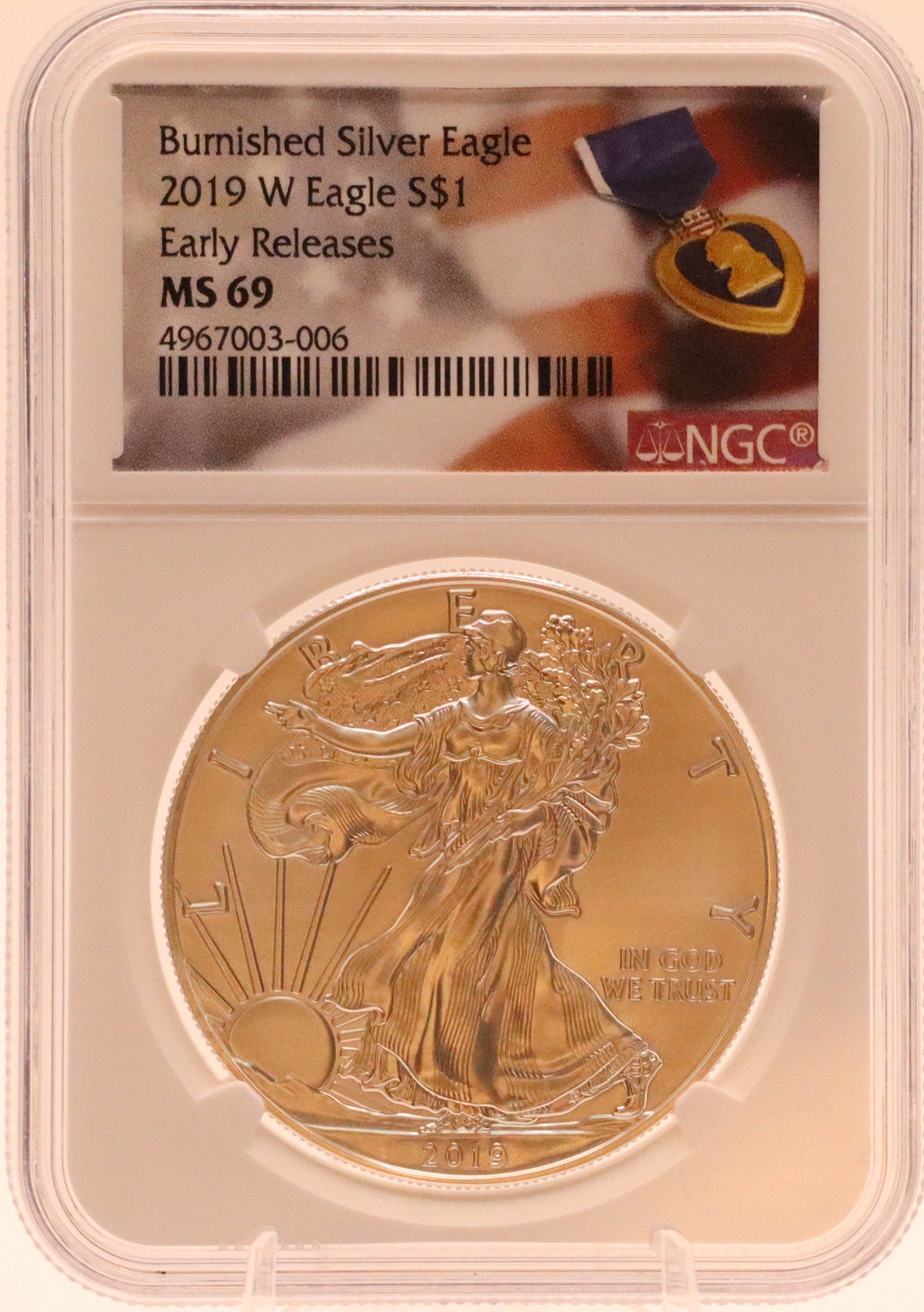 2019-W Burnished Silver Eagle Early Release NGC MS69