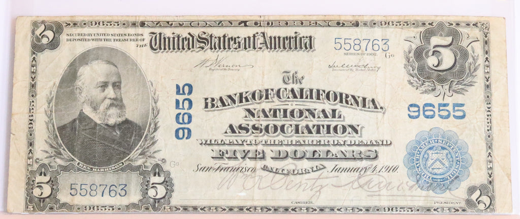 1902 Bank of California $5 note