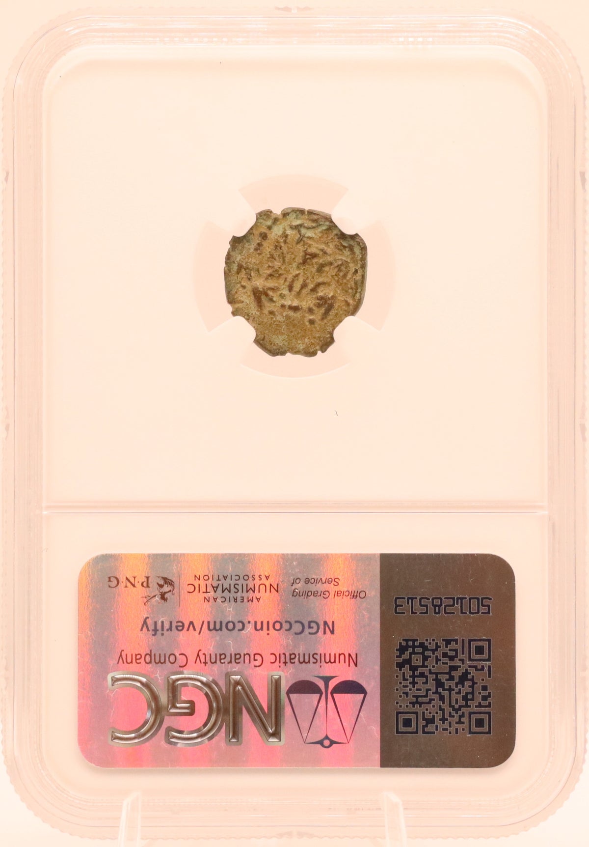 Judaea Hasmonean AE Prutah – Biblical Widow’s Mite – 135–37 BC – NGC Certified